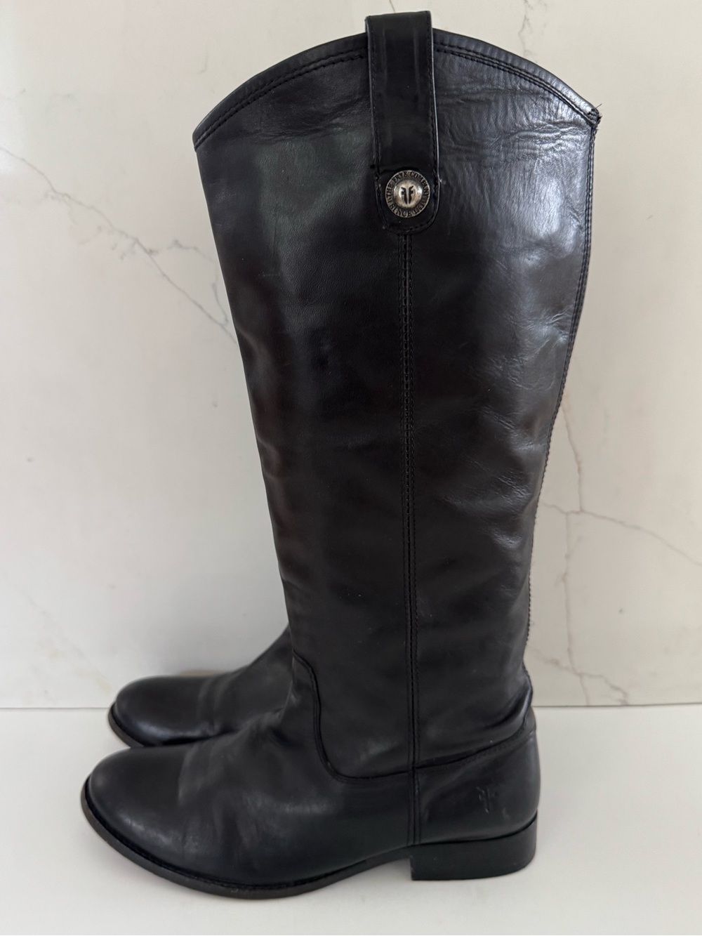Frye Melissa Button 77167 Black Leather Pull On Riding Boots Women’s US Sz 8.5 B